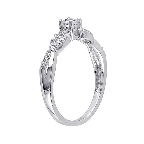 1/10 CT. T.W. Diamond & Lab-Created White Sapphire Engagement Ring