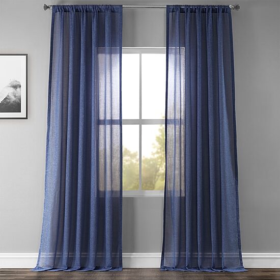 Exclusive Fabrics & Furnishing Faux Linen Rod Pocket Sheer Single Curtain Panel