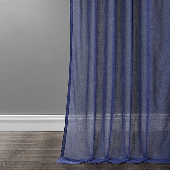 Exclusive Fabrics & Furnishing Faux Linen Rod Pocket Sheer Single Curtain Panel