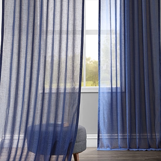 Exclusive Fabrics & Furnishing Faux Linen Rod Pocket Sheer Single Curtain Panel