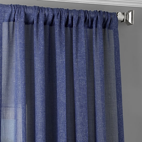 Exclusive Fabrics & Furnishing Faux Linen Rod Pocket Sheer Single Curtain Panel