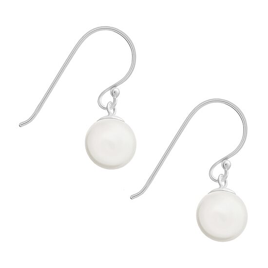 Silver Treasures Womens White Simulated Pearl Sterling Silver Hypoallergenic Drop Earrings