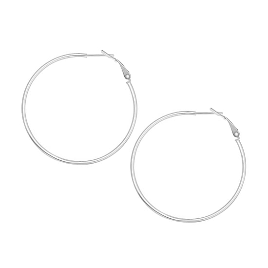 Silver Treasures Sterling Silver Hoop Earrings
