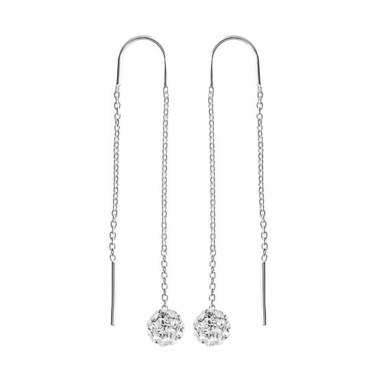 Silver Treasures Womens Multi Color Crystal Sterling Silver Hypoallergenic Drop Earrings