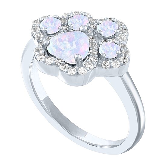 Womens Lab Created White Opal Sterling Silver Cocktail Ring