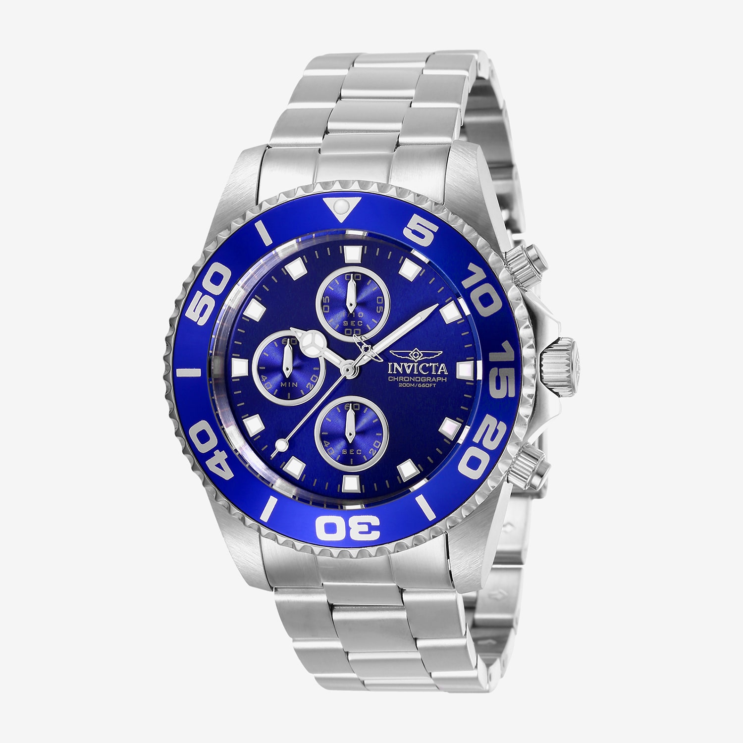 Invicta Mens Silver Tone Stainless Steel Bracelet Watch