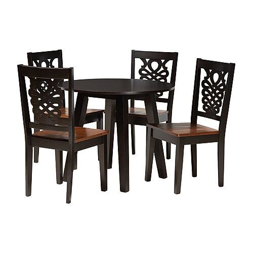 Mina Modern Two-Tone Dark Brown and Walnut Brown Finished Wood 5-PC Dining Set