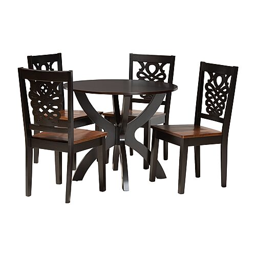 Wanda Modern Two-Tone Dark Brown and Walnut Brown Finished Wood 5-PC Dining Set