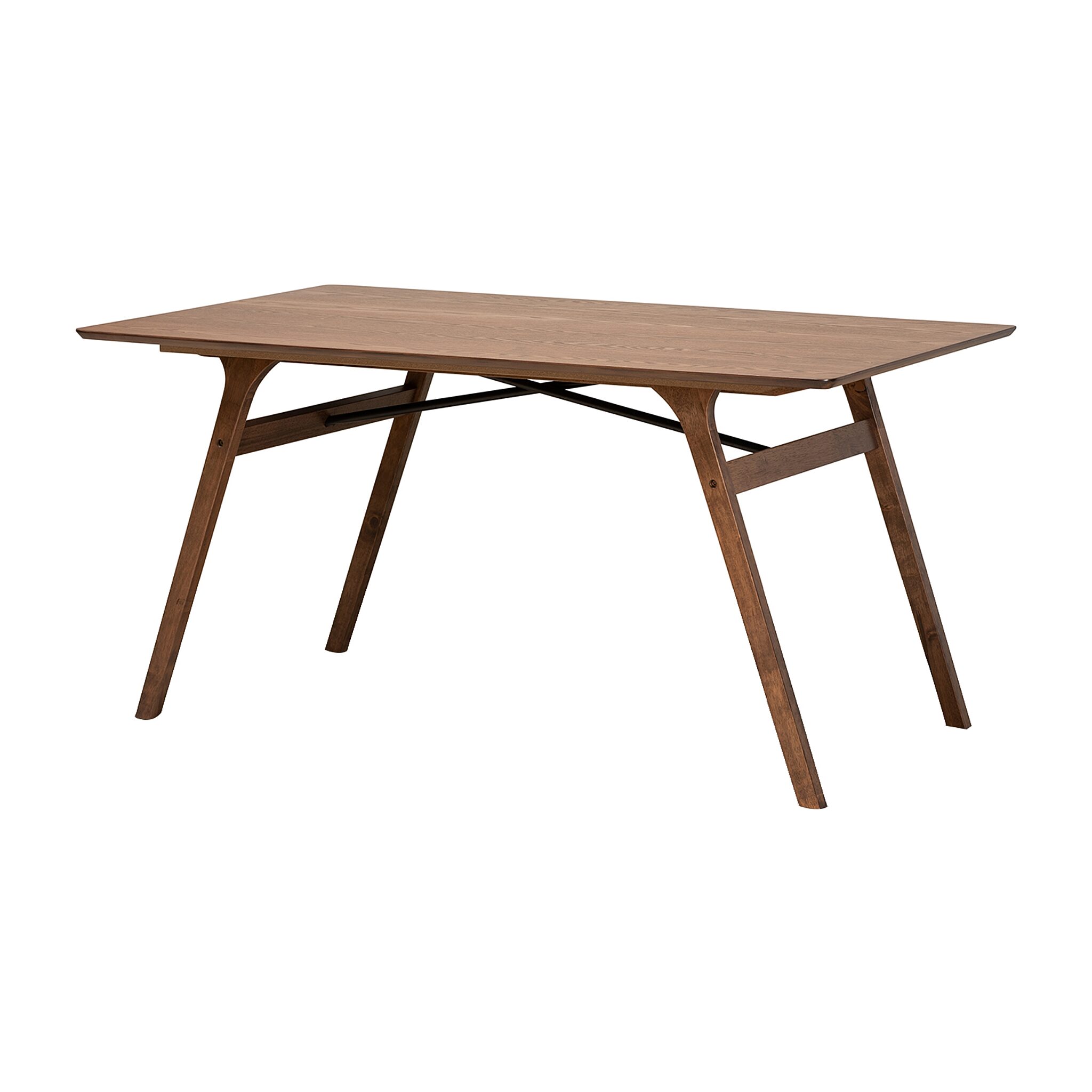 Rectangular dining table with wooden legs.