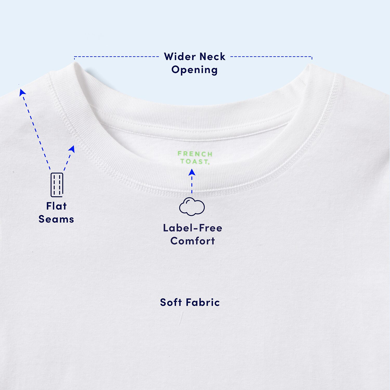French Toast Little & Big Kid Unisex Easy-on + Easy-off Sensory Friendly Crew Neck Short Sleeve Adaptive T-Shirt