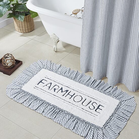 VHC Sawyer Mill Blue Farmhouse Bath Mat