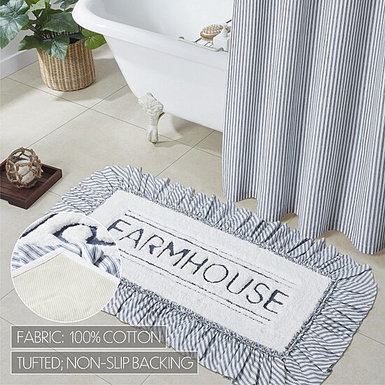 VHC Sawyer Mill Blue Farmhouse Bath Mat
