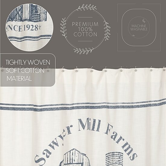 Vhc Brands Sawyer Mill Blue Barn Shower Curtain
