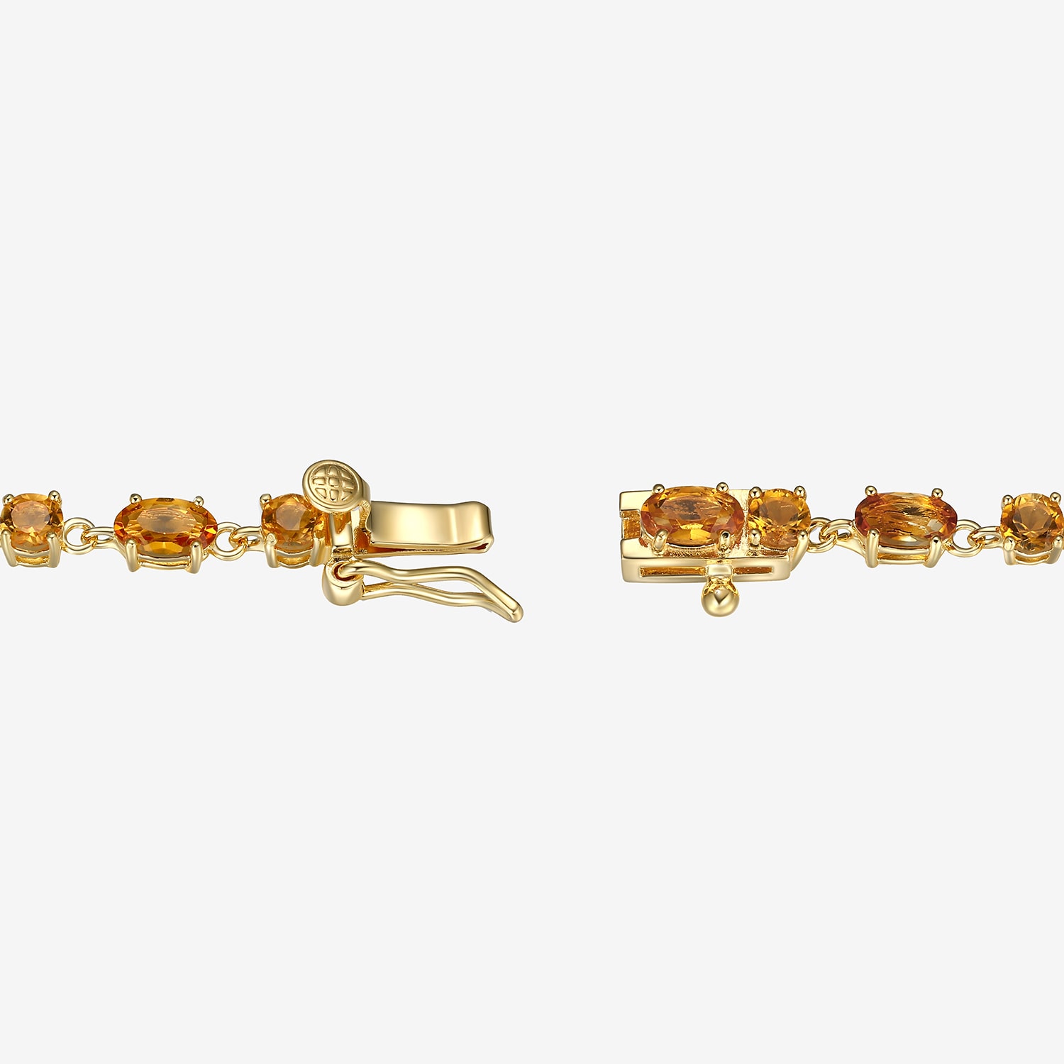 Womens Genuine Yellow Citrine 14K Gold Over Silver 7.25 Inch Tennis Bracelet