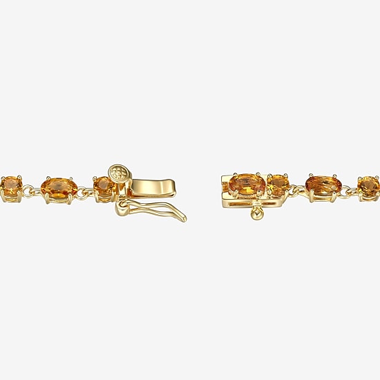 Womens Genuine Yellow Citrine 14K Gold Over Silver 7.25 Inch Tennis Bracelet