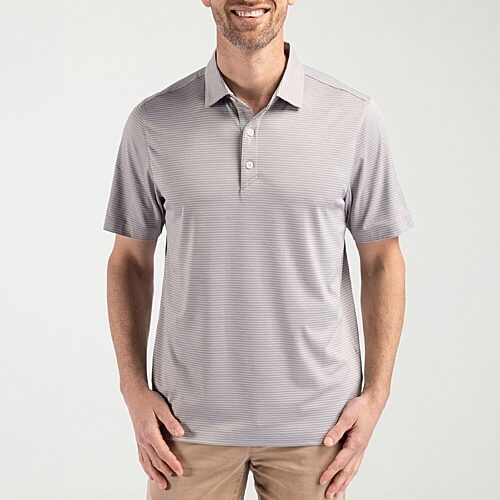 CUTTER & BUCK Mens Regular Fit Short Sleeve Polo Shirt, Large, Gray