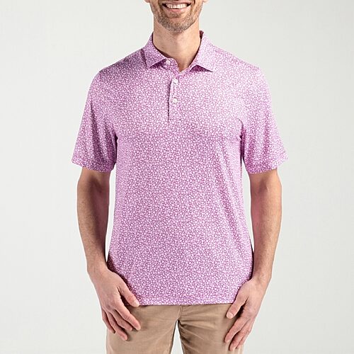 CUTTER & BUCK Mens Regular Fit Short Sleeve Polo Shirt, Small, Pink