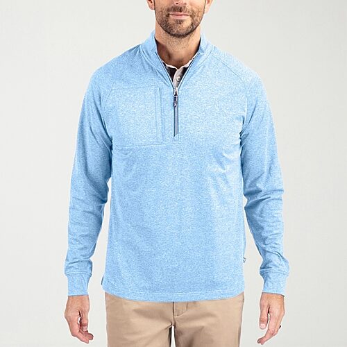 Cutter & Buck Men's Adapt Eco Knit Heather Quarter Zip Pullover - Atlas heather