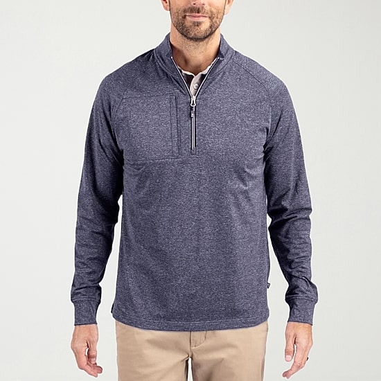 CUTTER & BUCK Mens Mock Neck Long Sleeve Quarter-Zip Pullover
