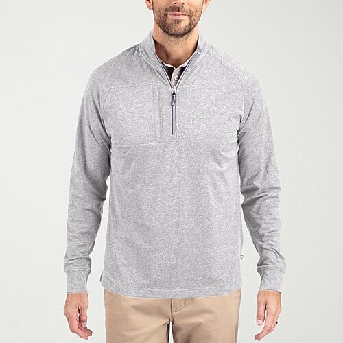 Cutter & Buck Men's Adapt Eco Knit Heather Quarter Zip Pullover - Polished heather