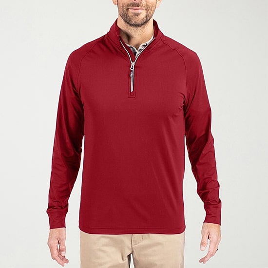 CUTTER & BUCK Mens Mock Neck Long Sleeve Quarter-Zip Pullover