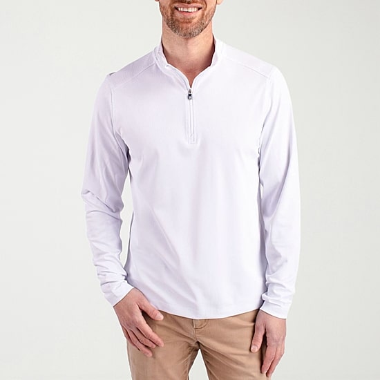 CUTTER & BUCK Mens Mock Neck Long Sleeve Quarter-Zip Pullover
