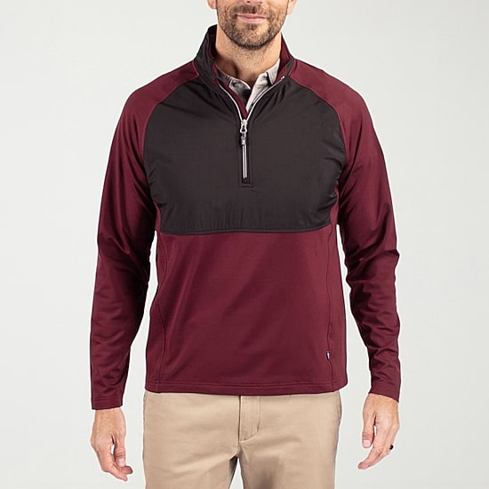 CUTTER & BUCK Mens Mock Neck Long Sleeve Quarter-Zip Pullover