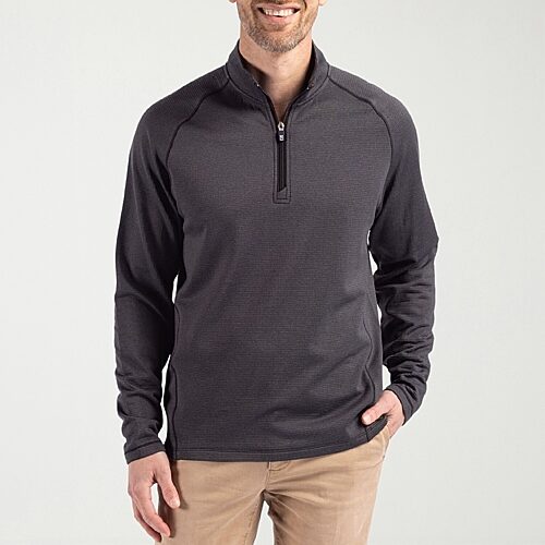 CUTTER & BUCK Mens Mock Neck Long Sleeve Quarter-Zip Pullover, Xx-large, Black