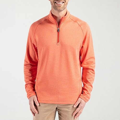Cutter & Buck Mens Peshastin Fleece Long Sleeve Half Zip Pullover - College orange heather
