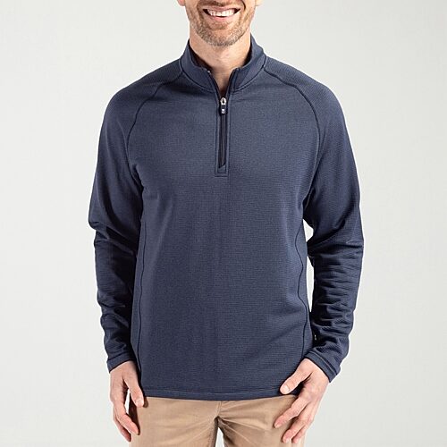 CUTTER & BUCK Mens Mock Neck Long Sleeve Quarter-Zip Pullover, 3x-large, Blue