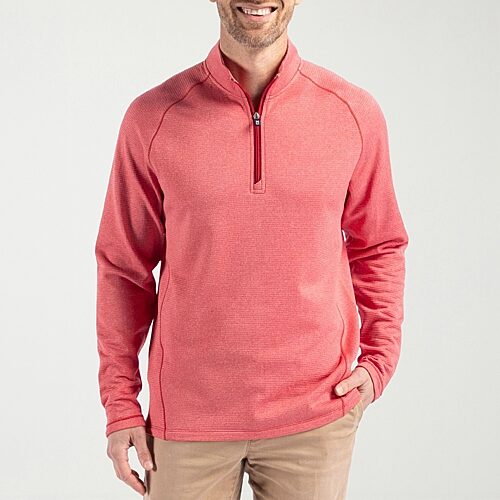 CUTTER & BUCK Mens Mock Neck Long Sleeve Quarter-Zip Pullover, 3x-large, Red