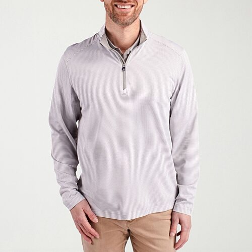 CUTTER & BUCK Mens Mock Neck Long Sleeve Quarter-Zip Pullover, Xx-large, Gray