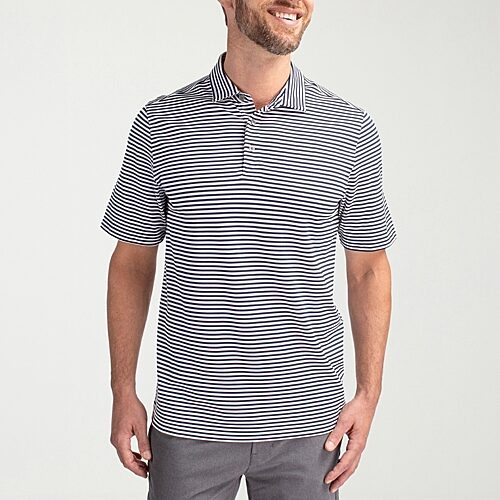 CUTTER & BUCK Mens Regular Fit Short Sleeve Polo Shirt, Small, Blue