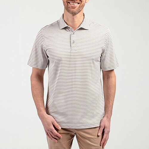 CUTTER & BUCK Mens Regular Fit Short Sleeve Polo Shirt, Medium, Gray