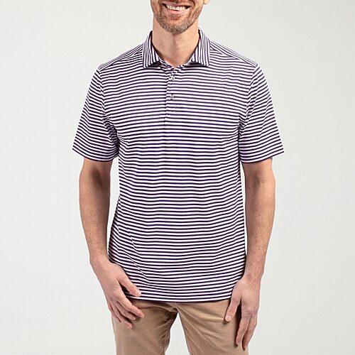 CUTTER & BUCK Mens Regular Fit Short Sleeve Polo Shirt, Medium, Purple