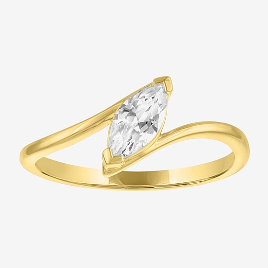 Diamond Addiction (G-H / Si2-I1) Womens 1/2 CT. T.W. Lab Grown White Diamond 10K Gold Marquise Solitaire Bypass  Cocktail Ring