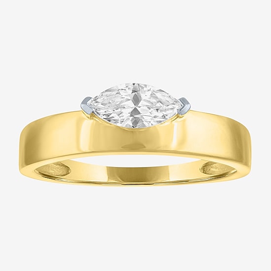 Diamond Addiction G-H / Si2-I1 Womens 1/2 CT. T.W. Lab Grown White Diamond 10K Gold Marquise Solitaire Cocktail Ring