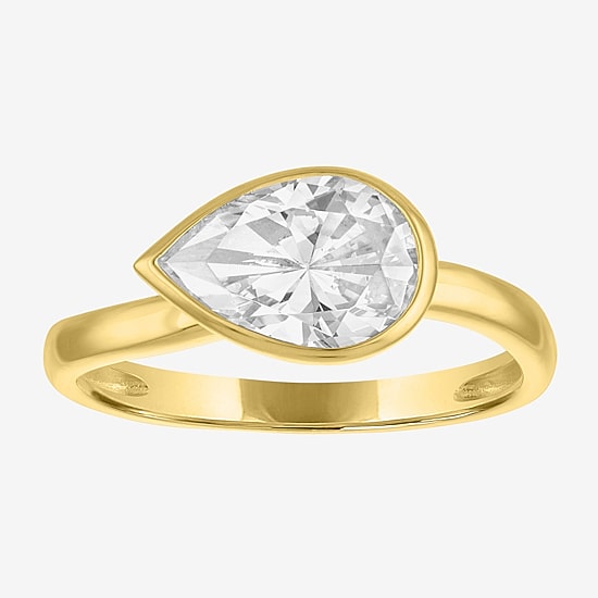 Diamond Addiction E-F / Vs1-Vs2 Womens 2 CT. T.W. Lab Grown White Diamond 10K Gold Pear Solitaire Cocktail Ring