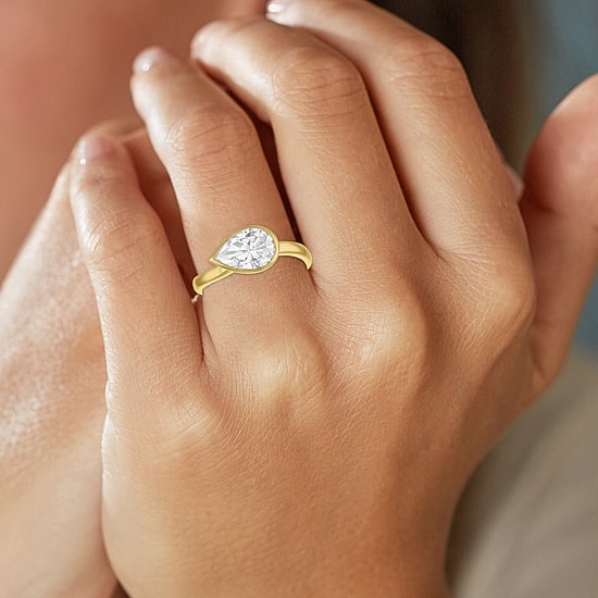 Diamond Addiction E-F / Vs1-Vs2 Womens 2 CT. T.W. Lab Grown White Diamond 10K Gold Pear Solitaire Cocktail Ring