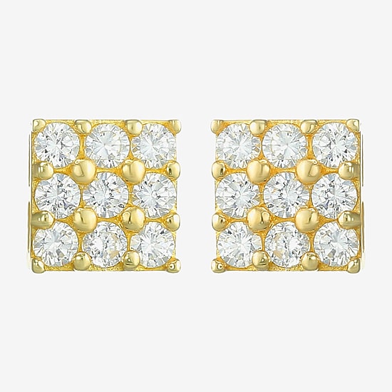 Cubic Zirconia 14K Gold 4mm Round Stud Earrings