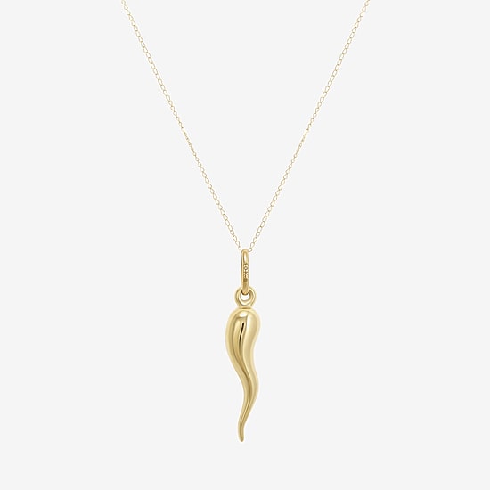 Italian Horn Unisex Adult 10K Gold 18 Inch Pendant Necklace