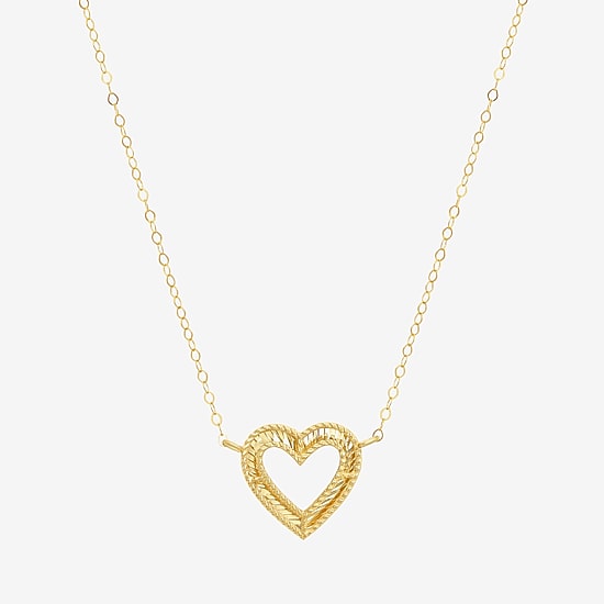Womens 10K Gold Heart 16 Inch Pendant Necklace