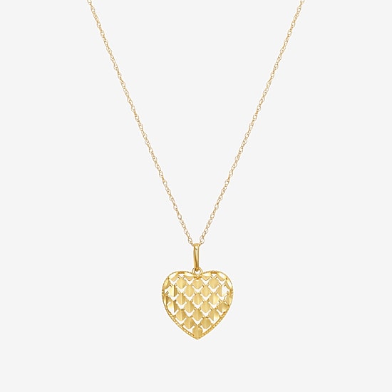 Womens 10K Gold Heart 18 Inch Pendant Necklace