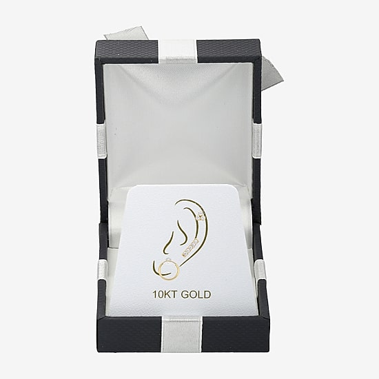 Gold Addiction Womens Cubic Zirconia 10K Gold 3 Pair Earring Set