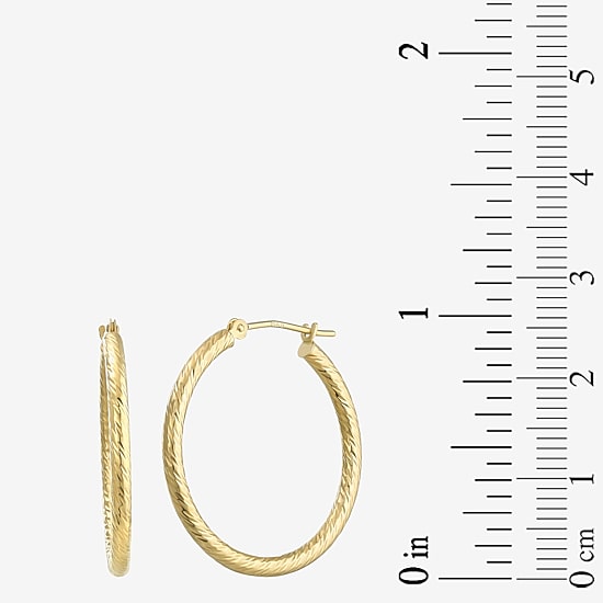 Womens 14K Gold 25mm Round Hoop Earrings