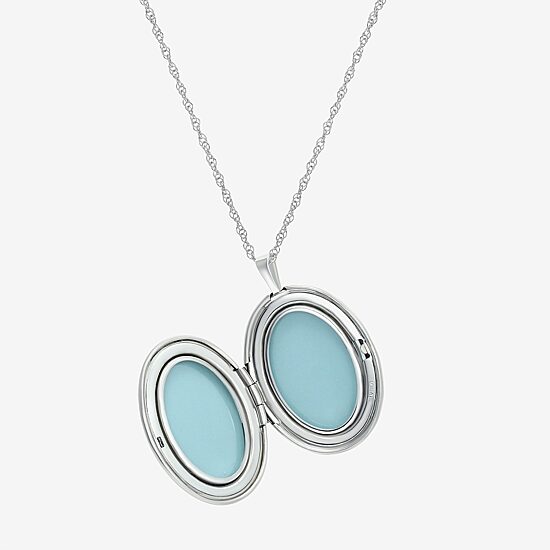 Womens Sterling Silver 18 Inch Locket Necklace