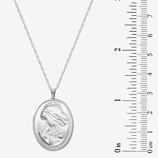 Womens Sterling Silver 18 Inch Locket Necklace
