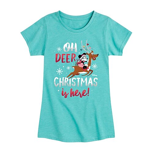 Disney Collection Girls Round Neck Short Sleeve Regular Fit Minnie Mouse Graphic T-Shirt, X-large, Blue