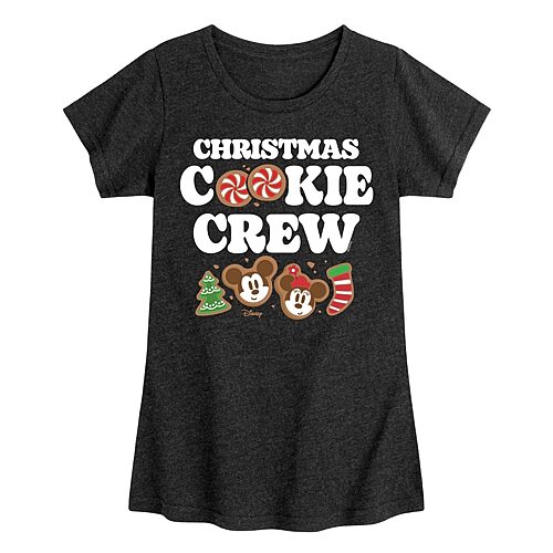 Disney Collection Girls Round Neck Short Sleeve Regular Fit Mickey and Friends Graphic T-Shirt, Small, Black