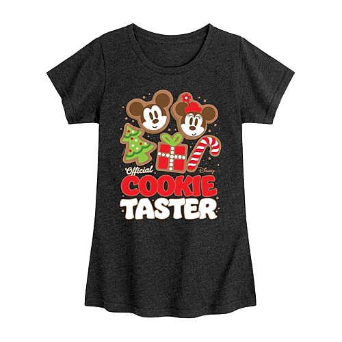 Disney Collection Girls Round Neck Short Sleeve Regular Fit Mickey and Friends Graphic T-Shirt, X-large, Black